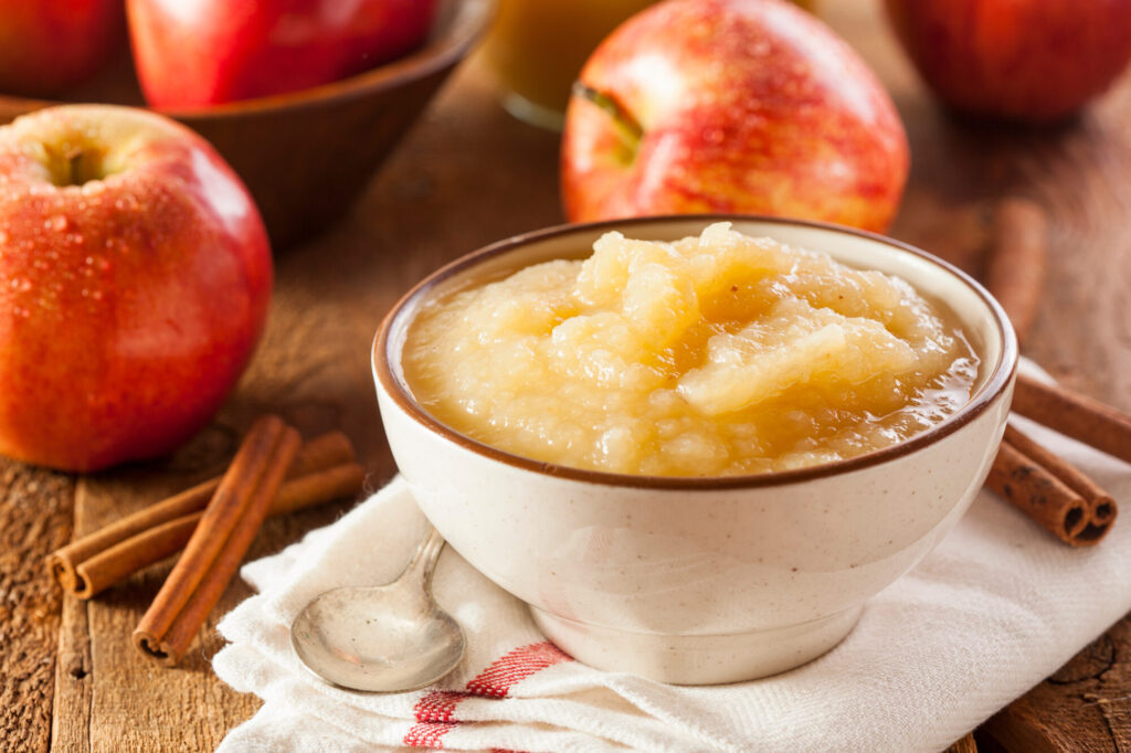 Healthy Organic Applesauce with Cinnamon in a Bowl